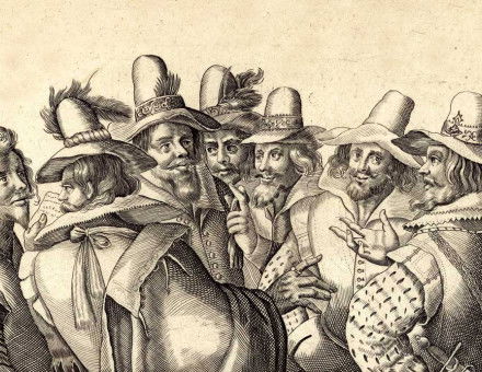 the Gunpowder Plot conspirators, engraving by Crispijn de Passe the Elder, c.1605.