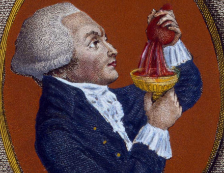 Maximilien Robespierre pressing a human heart, French engraving, c.1794.