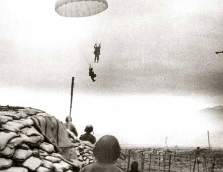 French paratroopers at the Battle of Dien Bien Phu, Vietnam, 23 March 1954.