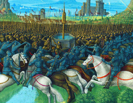 Miniature of the Battle of Cresson from Les Passages d’outremer by Sébastien Mamerot, c.1474. Wikimedia Commons