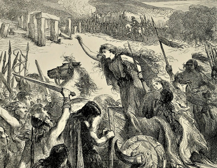 Boudica depicted in John Cassell's Illustrated History of England, 1857.