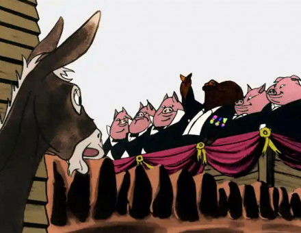 Cartoon based on Animal Farm, 1954. Alamy Stock Photo