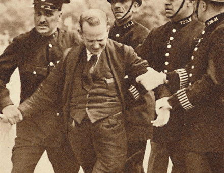 George McMahon under arrest after attempting to kill Edward VIII, Constitution Hill, London, 16 July 1936.