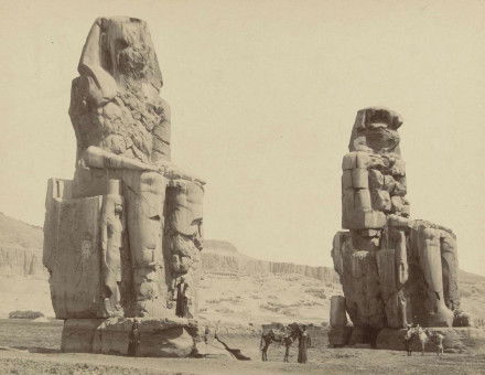 The Colossi of Memnon. c. 1890-95. Rijksmuseum. Public Domain.