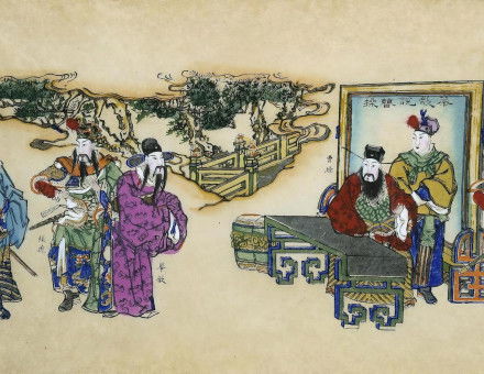 Cao Cao meeting with politician Hua Xin, Chinese, late 19th-early 20th century.