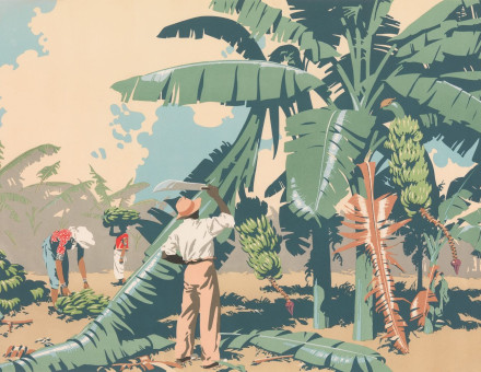 Empire Buying Makes Busy Factories: ’Cutting Bananas in Jamaica‘, C. 1930. Yale Center for British Art, Gift of Henry S. Hacker, Yale BA 1965. Public Domain..
