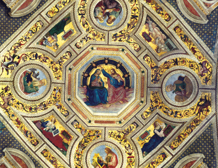 Ceiling of the Choir in St Maria del Popolo, Rome, by the deaf artist Bernardino di Betto, 15th century. Bridgeman Images.