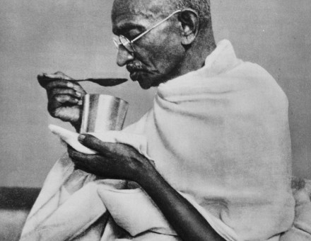 Mahatma Gandhi eats in preparation for a fast, c. 1940. Dutch National Archives (CC0).