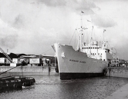 M/ 'Windward Islands' was one of the two 'banana boats' that were regular visitors to the port with cargoes from St. Lucia and Dominica. Preston Digital Archives. Image kindly provided by Mrs. J. Williams, Fulwood, Preston. Courtesy of Paul Swarbrick & Gillian Lawson, Preston Historical Society.