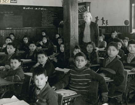 Cree students at the Anglican-run All Saints Indian Residential School in Lac La Ronge, Saskatchewan, March 1945. Bud Glunz. Library and Archives Canada, PA-134110 (CC BY 2.0).