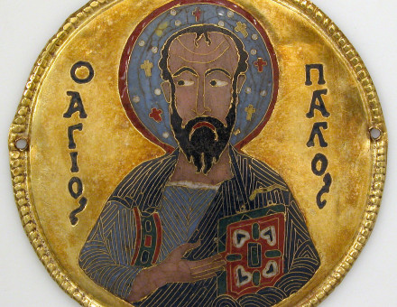 Gold medallion with Saint Paul from a Byzantine icon frame, c. 1100. Metropolitan Museum of Art. Public Domain.