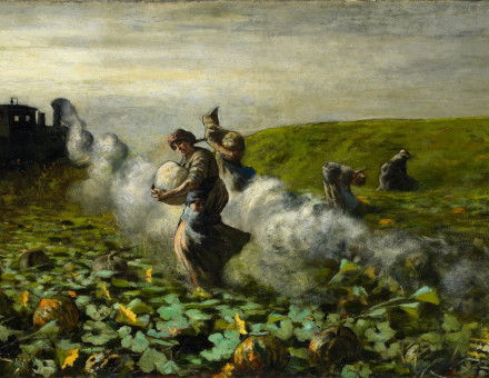 Giovanni Segantini shows rural life being encroached upon by industrialisation, 1897. Minneapolis Institute of Art. Public Domain.