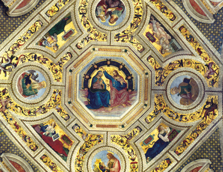 Ceiling of the Choir in St Maria del Popolo, Rome, by the deaf artist Bernardino di Betto, 15th century. Bridgeman Images.