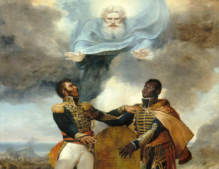 The Oath of the Ancestors, by Guillaume Guillon-Lethière, 1822, depicting the meeting between Alexandre Pétion and Jean-Jacques Dessalines. RMN-Grand Palais/Gèrard Blo /RMN-GP/Dist. Foto SCALA, Florence.