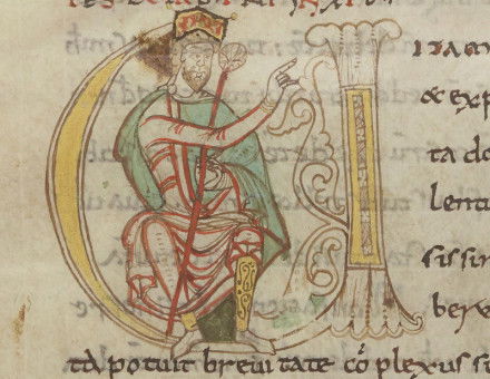 ‘Tiny manlet’: Einhard, in the Vita Karoli Magni, French manuscript c. 1050. Bibliothèque nationale de France.