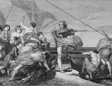 ‘Alfred Inciting the Saxons to Prevent the Landing of the Danes' by George Frederic Watts, reproduced in the Illustrated London News, 17 July 1847. Public Domain.