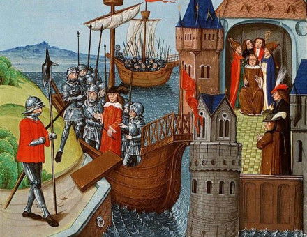 Henry VI of England arrives in France and is crowned king of France, c. 1450-1470. Koninklijke Bibliotheek. Public Domain.