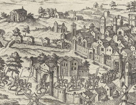 Protestant forces sieze Nîmes, 1569, by Frans Hogenberg. Rijksmuseum. Public Domain.