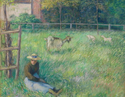 Seated Peasant Woman with Goats, by Camille Pissarro, c. 1885. Metropolitan Museum of Art. Public Domain.