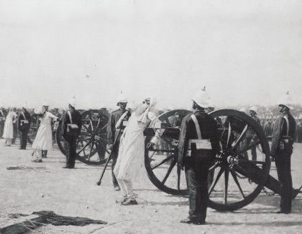 Execution of Namdhari Sikhs by cannon, Malerkotla, 1872. Library of Congress. Public Domain.