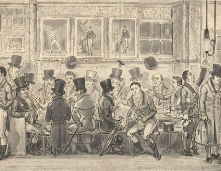 The Daffy Club, by Robert Cruikshank, c. 1824. Yale Center for British Art, Paul Mellon Collection. Public Domain.