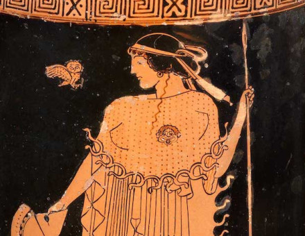 The Owl of Athena: Terracotta lekythos (oil flask) c. 490–480 BC. Metropolitan Museum of Art.