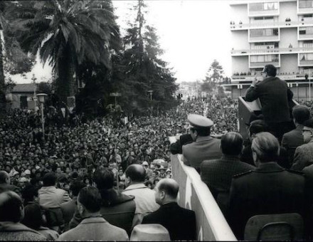 Road to socialism: Salvador Allende announces the nationalisation of copper, Rancagua, Chile, 15 July 1971. A decade later industries were privatised by the regime of Augusto Pinochet. Keystone Press via Alamy Stock Photo.