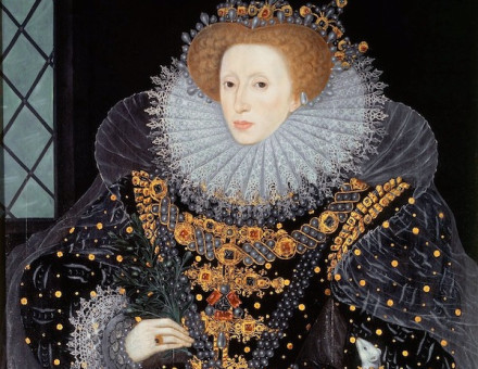 A painting of Elizabeth I by William Segar, known as the Ermine Portrait, in the collection of Hatfield House. Public Domain.