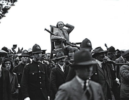 Marjorie Foster after becoming the first woman to win the King’s Prize for rifle shooting at Bisley, 20 July 1930. Associated Press/Alamy Stock Photo.