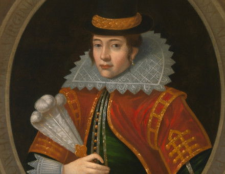 Pocahontas in England, copy after Simon van de Passe, c. 1616.  National Portrait Gallery, Smithsonian Institution. Public Domain.