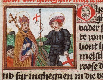 St. Rumbold and St. George, fc. 1500-1510. Koninklijke Bibliotheek. Public Domain.