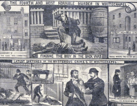 Illustrated Police News (IPN) front page featuring the murder of Martha Tabram, 18 August 1888. British Library/Bridgeman Images.