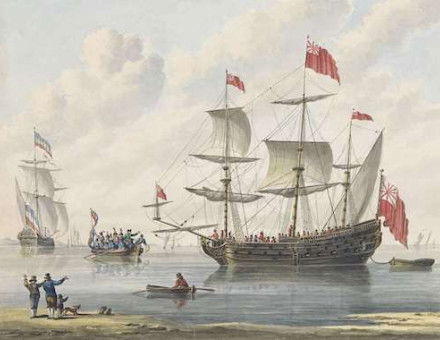 The deportation of van Napoleon to St Helena, by Wijnand Esser, 1815. Rijksmuseum. Public Domain.