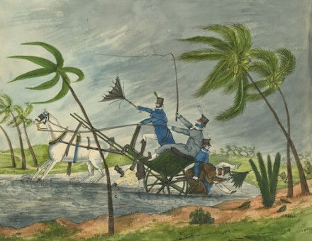 ‘Overtaken in a Hurricane in Jamaica, 1812’, by Catherine Street. Prints, Drawings and Watercolors from the Anne S.K. Brown Military Collection. Brown Digital Repository. Brown University Library.