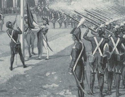 Transfer of Louisiana to the United States in the Place d'Armes at New Orleans Dec. 20, 1803. Prints, Drawings and Watercolors from the Anne S.K. Brown Military Collection. Brown Digital Repository. Brown University Library. Public Domain.