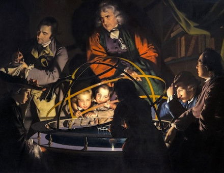 Detail from Joseph Wright of Derby’s A Philosopher Giving that Lecture on an Orrery, in which a Lamp is put in the Place of the Sun, 1766. Derby Museum and Art Gallery. Public Domain.