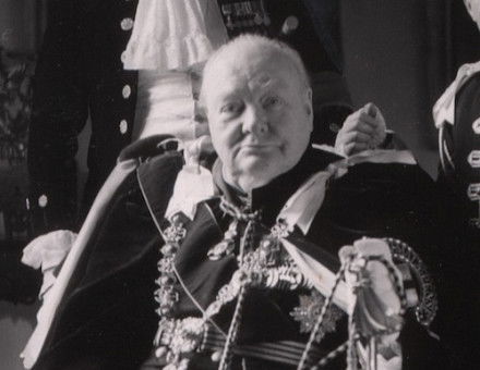 Sir Winston, his son Randolph, and grandson, Winston in coronation robes, by Toni Frissell, June 1953. Library of Congress. Public Domain.