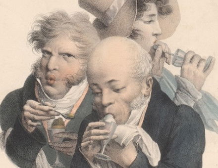 Two men and a woman eat ice cream, by Louis-Léopold Boilly, 1825. RIjksmuseum. Public Domain.