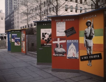 The Rockefeller Plaza United Nations exhibit, Majory Collins, March 1943. Library of Congress. Public Domain.