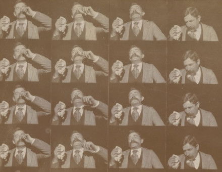 Fred Ott’s Sneeze, an early kinetoscopic film produced by the Edison Manufacturing Company, 1894. Library of Congress. Public Domain.