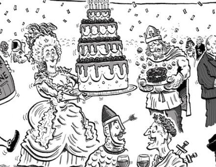 History Today’s 75th Anniversary cartoon by Rob Murray