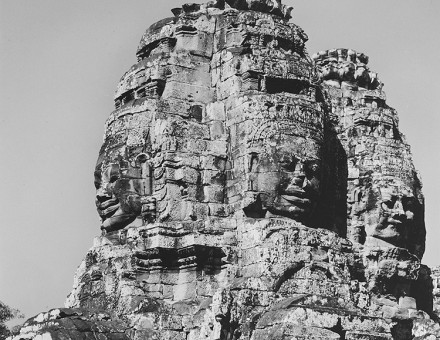 View of one of the towers of the Temple of Bayon, Angkor Thom, Cambodia, 12th century.