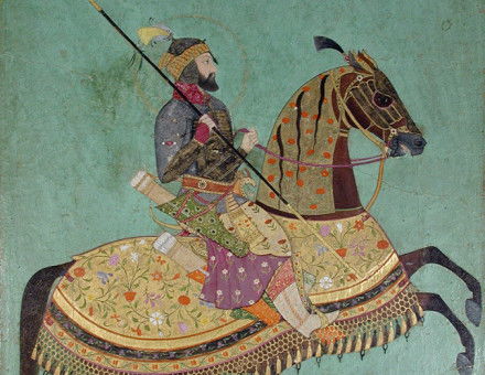 Aurangzeb on horseback.