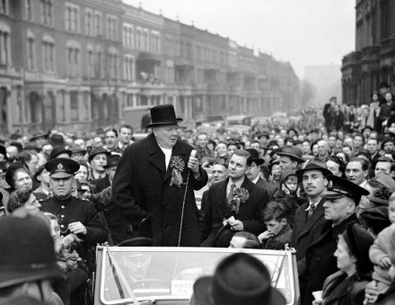Winston Churchill speaking in London, 23 February 1949.