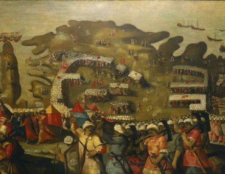 The siege of Malta—'Arrival of the Turkish fleet' (Matteo Perez d' Aleccio)