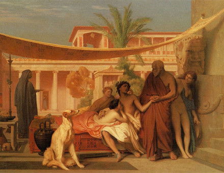 Jean-Léon Gérôme (1824–1904): Socrates seeking Alcibiades in the House of Aspasia, 1861.