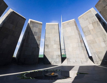 The Eternal Flame, at the Armenian Genocide Memorial, at Tsitsernakaberd, Yerevan.