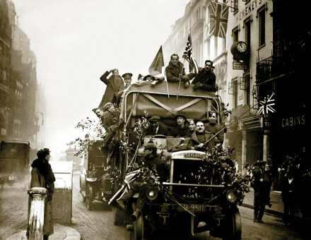 Armistice celebrations  in London, 11 November 1918.