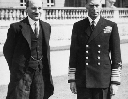 Clement Attlee meeting King George VI after Labour's 1945 election victory.