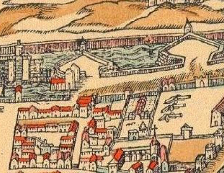 A depiction of the Bastille and neighbouring Paris in 1575.